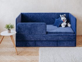 Диван-кровать Happy (синий) в Мичуринском - michurinskij.mebel-nsk.ru | фото