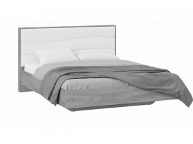 Кровать двуспальная 1,6 м «Миранда» Тип 1 (Дуб Гамильтон/Белый глянец) в Мичуринском - michurinskij.mebel-nsk.ru | фото