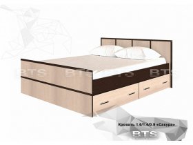 Кровать двуспальная с ящиками 1,4м Сакура (BTS) в Мичуринском - michurinskij.mebel-nsk.ru | фото