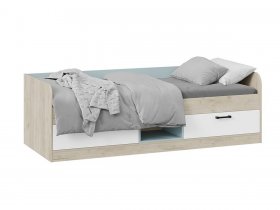 Кровать комбинированная «Оливер» Тип 1 401.003.000 (дуб крафт серый/белый/серо-голубой) в Мичуринском - michurinskij.mebel-nsk.ru | фото