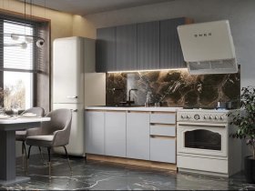 Кухонный гарнитур Ника 1,6 м (графит/серый софт) в Мичуринском - michurinskij.mebel-nsk.ru | фото