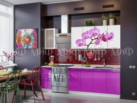 Кухонный гарнитур Орхидея (фиолетовый) в Мичуринском - michurinskij.mebel-nsk.ru | фото