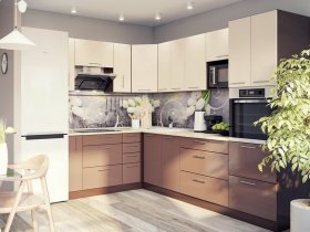 Модульная кухня Классика (ваниль/шоколад) в Мичуринском - michurinskij.mebel-nsk.ru | фото