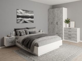 Модульная спальня Гамма (белый/цемент) в Мичуринском - michurinskij.mebel-nsk.ru | фото
