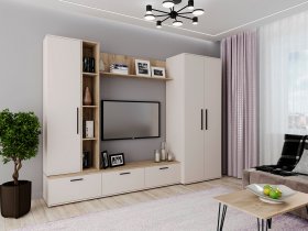 Модульная стенка Верона (сатин/дуб крафт серый) в Мичуринском - michurinskij.mebel-nsk.ru | фото