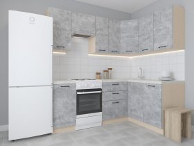 Модульная угловая кухня 1,4м*2,1м Лада (цемент) в Мичуринском - michurinskij.mebel-nsk.ru | фото