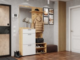 Прихожая Монтана (дуб крафт золотой/белый) в Мичуринском - michurinskij.mebel-nsk.ru | фото