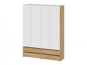 Шкаф четырехстворчатый (с ящиками) Абрау (дуб крафт золотой/белый) в Мичуринском - michurinskij.mebel-nsk.ru | фото