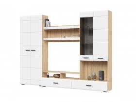 Стенка ГС-01 Либерти (дуб сонома/белый глянец) в Мичуринском - michurinskij.mebel-nsk.ru | фото