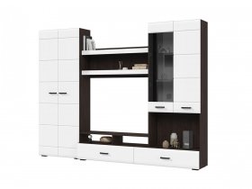 Стенка ГС-01 Либерти (венге/белый глянец) в Мичуринском - michurinskij.mebel-nsk.ru | фото