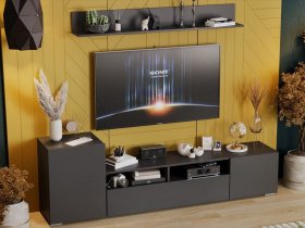 Стенка «Сильвия» (графит серый) в Мичуринском - michurinskij.mebel-nsk.ru | фото