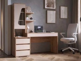Стол компьютерный Пифагор (дуб вотан/кашемир) в Мичуринском - michurinskij.mebel-nsk.ru | фото