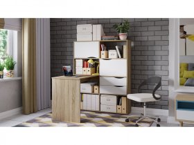 Стол письменный тип 7 (дуб сонома/белый ясень) в Мичуринском - michurinskij.mebel-nsk.ru | фото