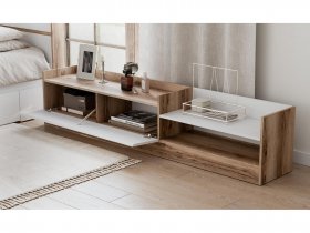 Тумба под ТВ Брауни (дуб делано/белый) в Мичуринском - michurinskij.mebel-nsk.ru | фото